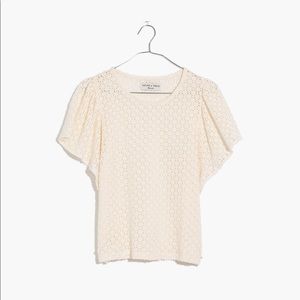 Texture & Thread Eyelet Flutter Sleeve Top